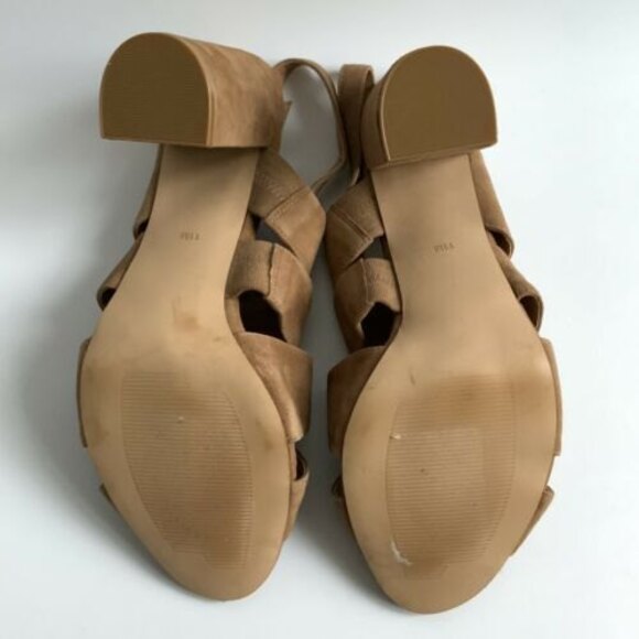 Halogen Suede Open-toe Slingback Block Heel Cut Out Sandals Brown 11 - Picture 9 of 11